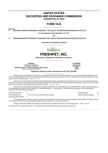 Thumbnail Freshpet 10-Q Quarterly Report FY2017 