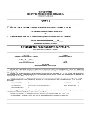 Thumbnail PennantPark Floating Rate Capital Ltd.
 10-Q Quarterly Report FY 