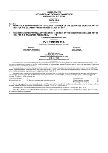 Thumbnail PJT Partners
 10-Q Quarterly Report FY2017 