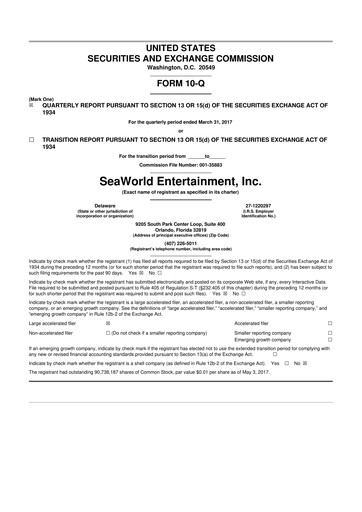 Thumbnail United Parks & Resorts 10-Q Quarterly Report FY2017 