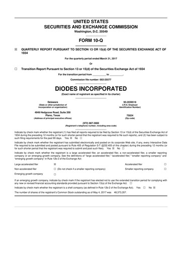 Miniature Diodes Incorporated 10-Q Rapport trimestriel 2017 