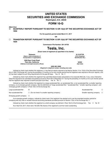 Thumbnail Tesla 10-Q Quarterly Report FY2017 