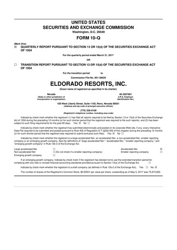 Thumbnail Caesars Entertainment
 10-Q Quarterly Report FY2017 