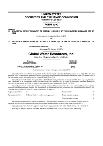 Thumbnail Global Water Resources 10-Q Quarterly Report FY2017 