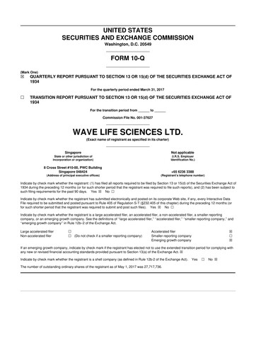 Thumbnail Wave Life Sciences 10-Q Quarterly Report FY2017 