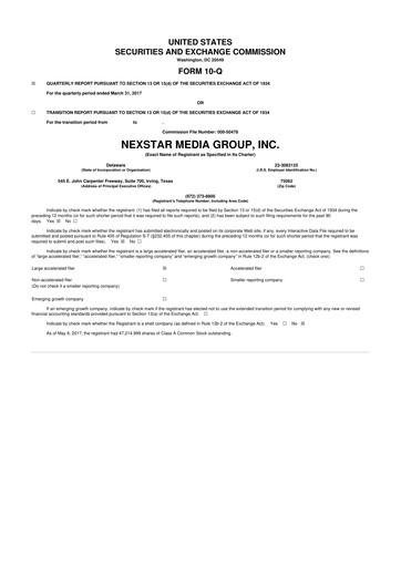 Thumbnail Nexstar Media Group
 10-Q Quarterly Report FY2017 