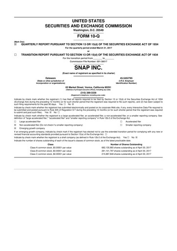 Thumbnail Snap 10-Q Quarterly Report FY2017 