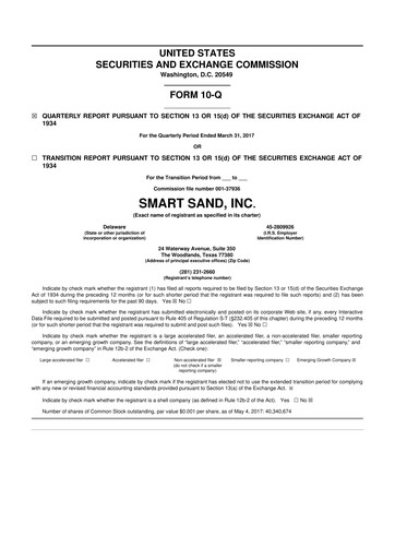 Vorschaubild Smart Sand
 10-Q Quartalsbericht 2017 