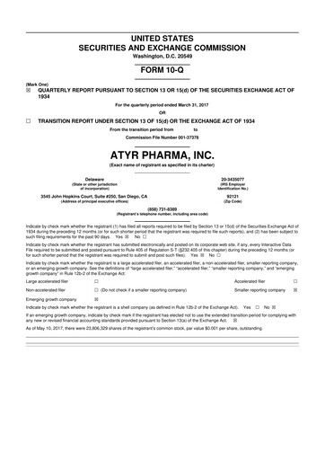 Thumbnail aTyr Pharma 10-Q Quarterly Report FY 
