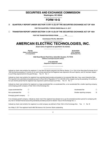 Thumbnail Stabilis Solutions 10-Q Quarterly Report FY2017 