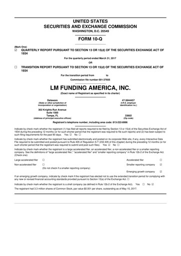 Thumbnail LM Funding America 10-Q Quarterly Report FY2017 