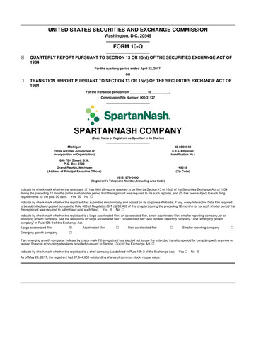 Miniature SpartanNash
 10-Q Rapport trimestriel 2017 