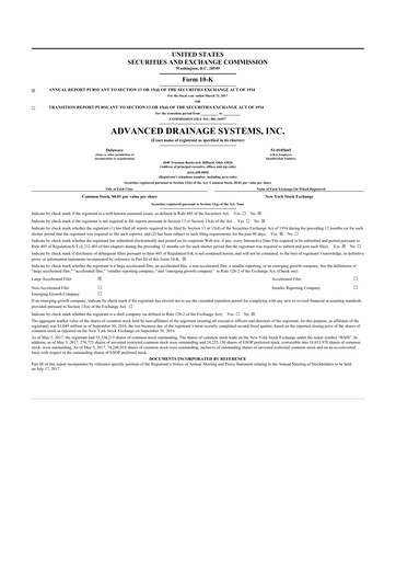 Vorschaubild Advanced Drainage Systems
 10-K Jahresbericht 2017