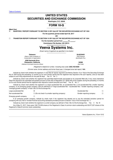 Vorschaubild Veeva Systems 10-Q Quartalsbericht 2018 