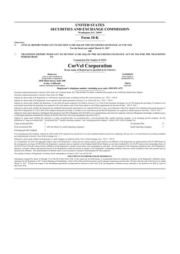 Thumbnail CorVel Corporation
 10-K Annual Report 2017