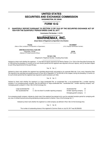 Thumbnail MarineMax 10-Q Quarterly Report FY2017 