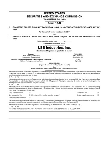 Thumbnail LSB Industries 10-Q Quarterly Report FY2017 