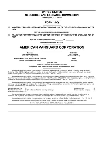 Thumbnail American Vanguard 10-Q Quarterly Report FY 