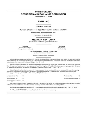 Miniature McGrath RentCorp
 10-Q Rapport trimestriel 2017 
