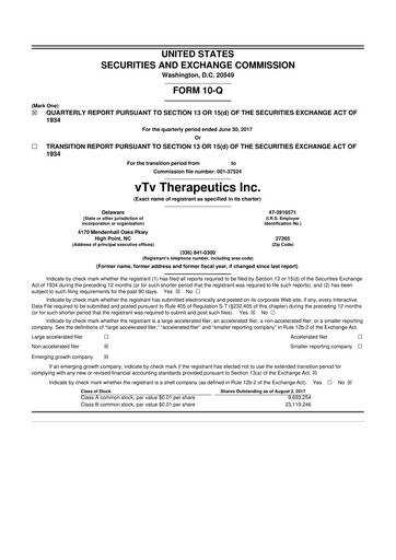 Thumbnail vTv Therapeutics
 10-Q Quarterly Report FY2017 