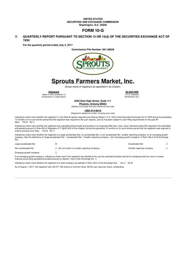 Thumbnail Sprouts Farmers Market 10-Q Quarterly Report FY2017 