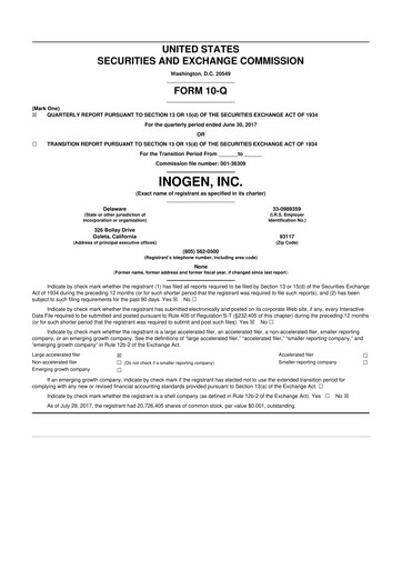 Thumbnail Inogen 10-Q Quarterly Report FY2017 