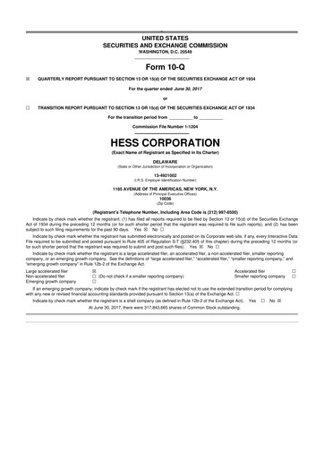 Thumbnail Hess 10-Q Quarterly Report FY2017 
