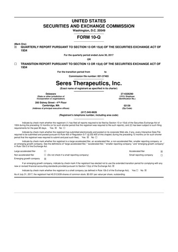 Thumbnail Seres Therapeutics 10-Q Quarterly Report FY2017 