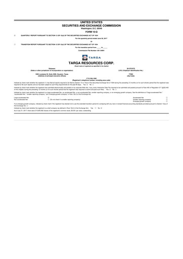 Thumbnail Targa Resources
 10-Q Quarterly Report FY2017 