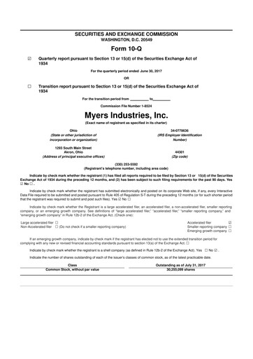 Thumbnail Myers Industries 10-Q Quarterly Report FY2017 