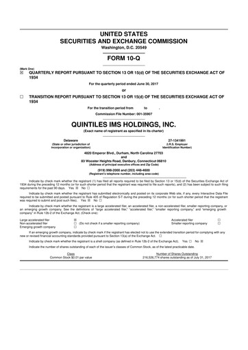 Vorschaubild IQVIA 10-Q Quartalsbericht 2017 