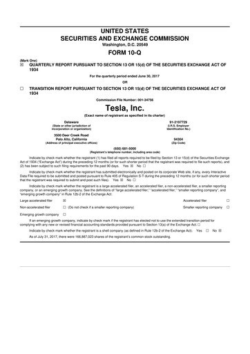 Thumbnail Tesla 10-Q Quarterly Report FY2017 