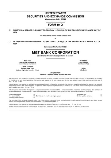 Thumbnail M&T Bank 10-Q Quarterly Report FY2017 