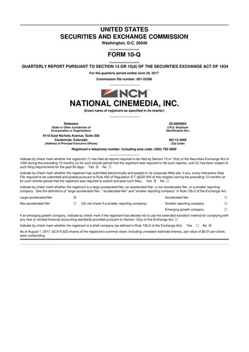 Thumbnail National CineMedia 10-Q Quarterly Report FY2017 