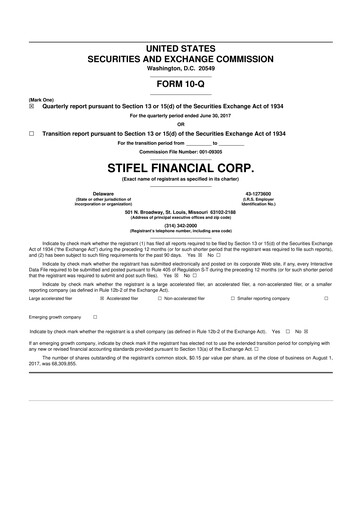 Thumbnail Stifel
 10-Q Quarterly Report FY2017 