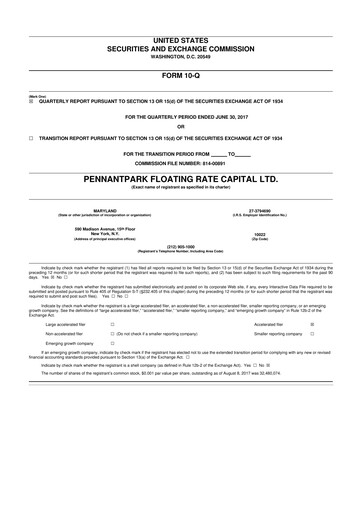 Thumbnail PennantPark Floating Rate Capital Ltd.
 10-Q Quarterly Report FY 