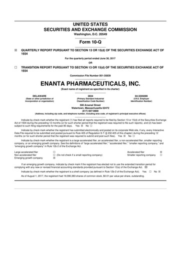 Thumbnail Enanta Pharmaceuticals
 10-Q Quarterly Report FY2017 