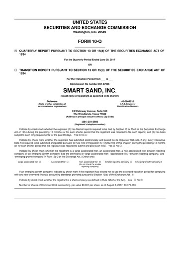 Vorschaubild Smart Sand
 10-Q Quartalsbericht 2017 
