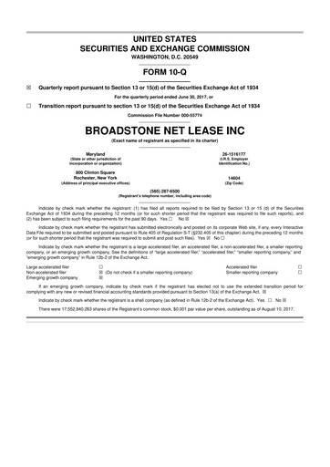 Thumbnail Broadstone Net Lease 10-Q Quarterly Report FY2017 
