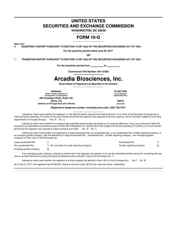 Thumbnail Arcadia Biosciences 10-Q Quarterly Report FY2017 