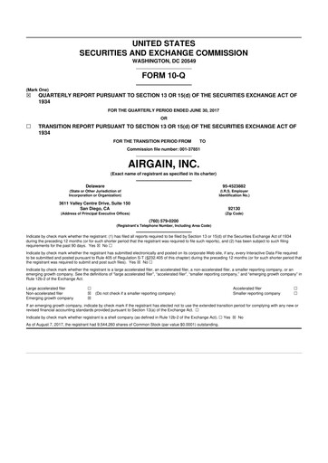 Miniature Airgain 10-Q Rapport trimestriel 2017 