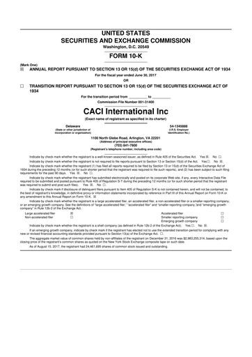 Thumbnail CACI International Inc 10-K Annual Report 2017
