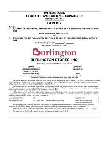Thumbnail Burlington Stores 10-Q Quarterly Report FY2017 