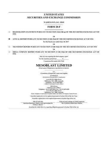 Thumbnail Mesoblast
 20-F Annual Report 