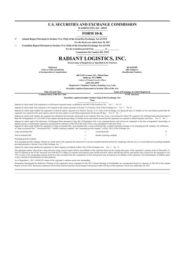 Thumbnail Radiant Logistics
 10-K Annual Report 2017