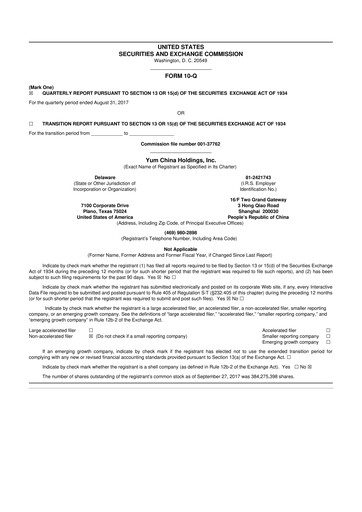 Thumbnail Yum China
 10-Q Quarterly Report FY2017 