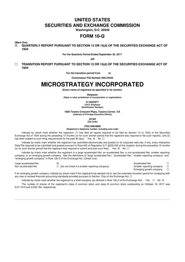 Thumbnail Strategy 
 (MicroStrategy) 10-Q Quarterly Report FY2017 