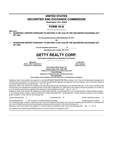 Thumbnail Getty Realty 10-Q Quarterly Report FY2017 