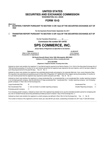 Thumbnail SPS Commerce
 10-Q Quarterly Report FY2017 