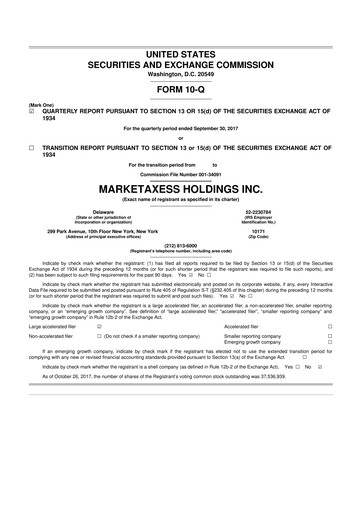 Thumbnail MarketAxess
 10-Q Quarterly Report FY2017 